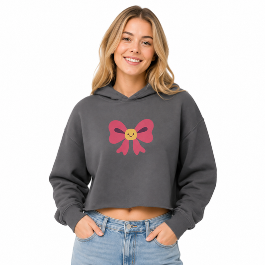 Cropped Fleece Hoodie with Raw Hem